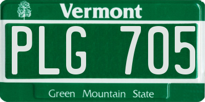 VT license plate PLG705
