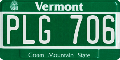VT license plate PLG706