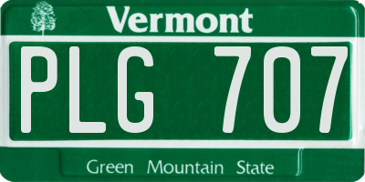 VT license plate PLG707