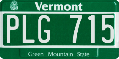 VT license plate PLG715