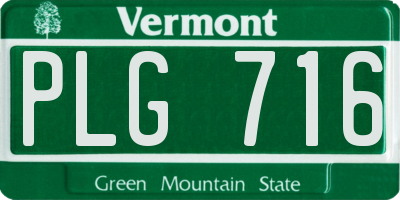 VT license plate PLG716