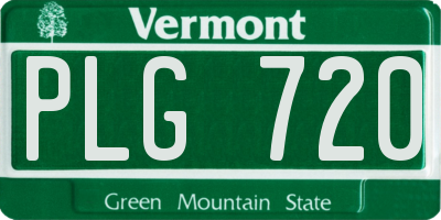 VT license plate PLG720