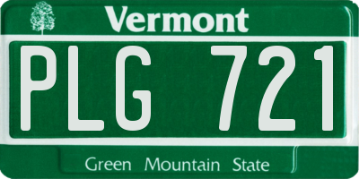 VT license plate PLG721
