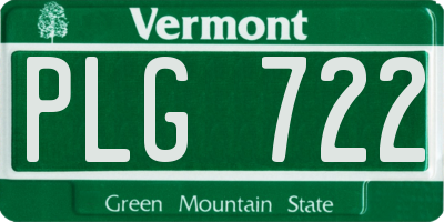 VT license plate PLG722