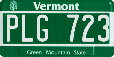 VT license plate PLG723