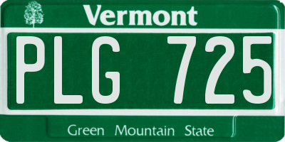 VT license plate PLG725