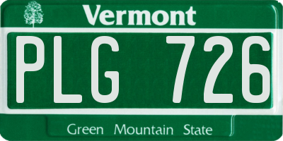 VT license plate PLG726