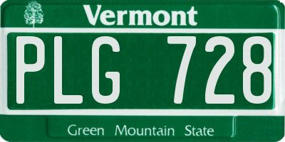 VT license plate PLG728