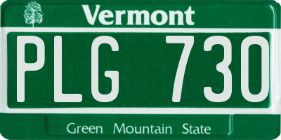 VT license plate PLG730