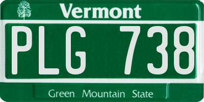 VT license plate PLG738