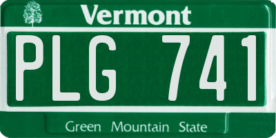 VT license plate PLG741