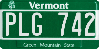 VT license plate PLG742