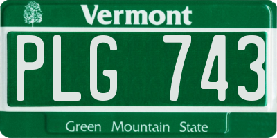 VT license plate PLG743