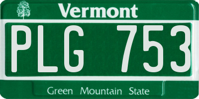 VT license plate PLG753