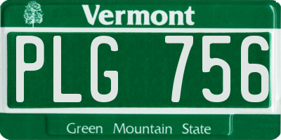 VT license plate PLG756