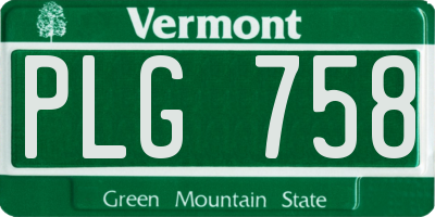 VT license plate PLG758
