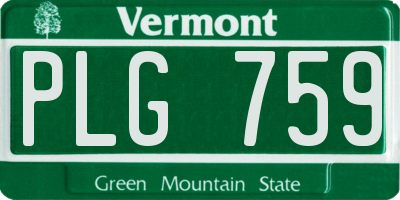 VT license plate PLG759