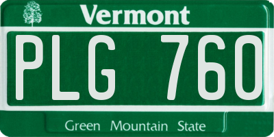 VT license plate PLG760