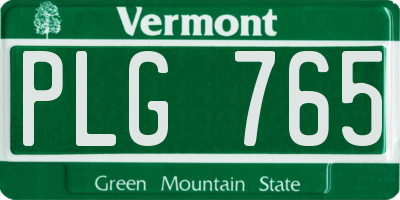 VT license plate PLG765