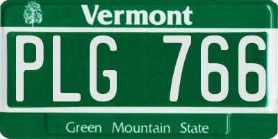 VT license plate PLG766