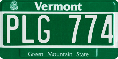 VT license plate PLG774