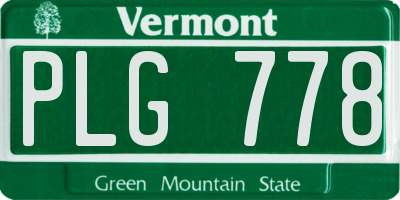 VT license plate PLG778