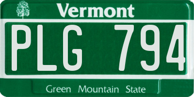 VT license plate PLG794