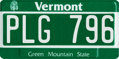VT license plate PLG796
