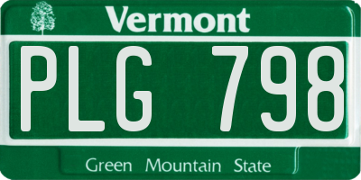 VT license plate PLG798