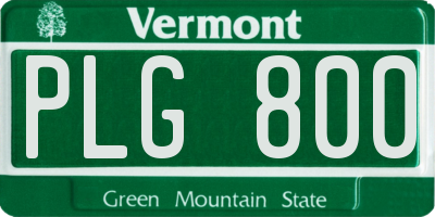 VT license plate PLG800