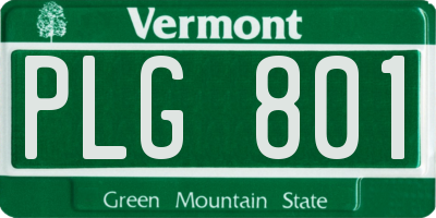 VT license plate PLG801