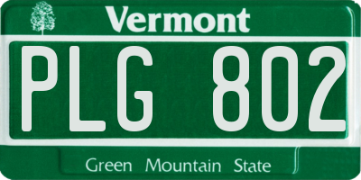 VT license plate PLG802