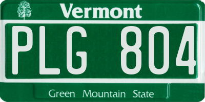 VT license plate PLG804