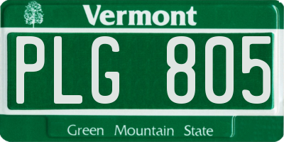 VT license plate PLG805