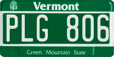 VT license plate PLG806