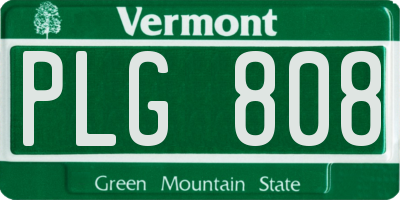 VT license plate PLG808