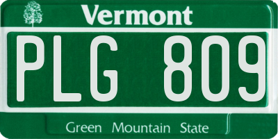 VT license plate PLG809