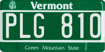 VT license plate PLG810