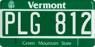 VT license plate PLG812