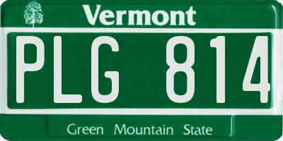 VT license plate PLG814
