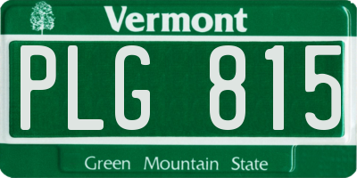VT license plate PLG815