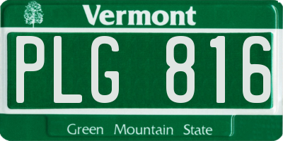 VT license plate PLG816