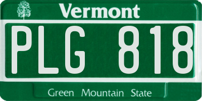 VT license plate PLG818