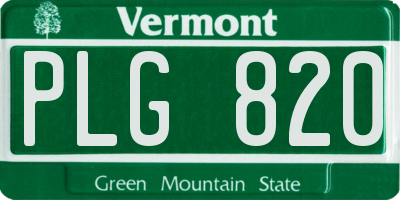 VT license plate PLG820