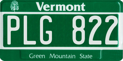 VT license plate PLG822