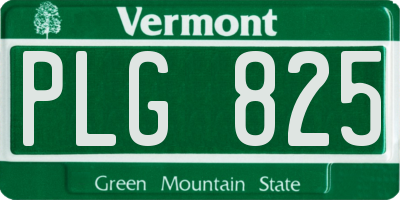 VT license plate PLG825