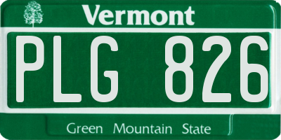 VT license plate PLG826
