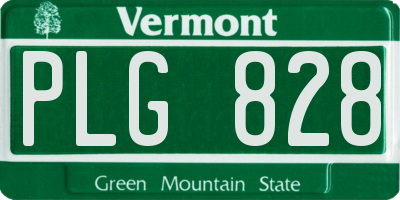 VT license plate PLG828
