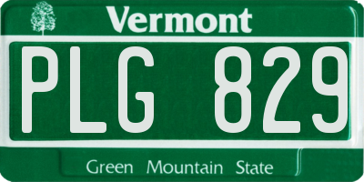 VT license plate PLG829