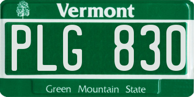 VT license plate PLG830